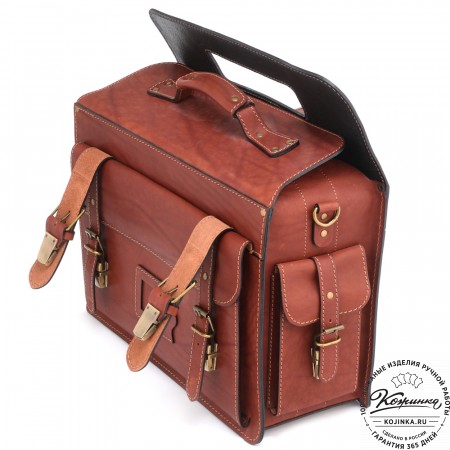 Кожаный портфель-кофр  "Универсал"  (коньяк)